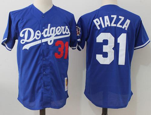 Mitchell And Ness 1997 Dodgers #31 Mike Piazza Blue Throwback Stitched MLB Jersey